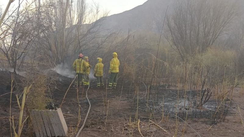 Incendio en campo privado afecta línea eléctrica en Tinogasta