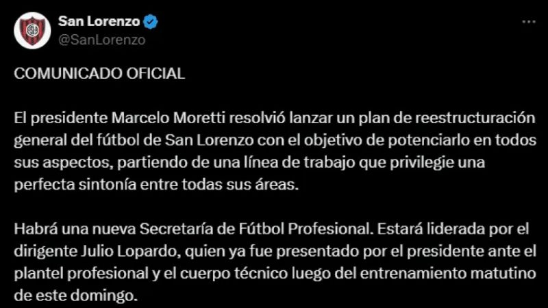 Moretti “limpió” a Ortigoza del fútbol “azulgrana”