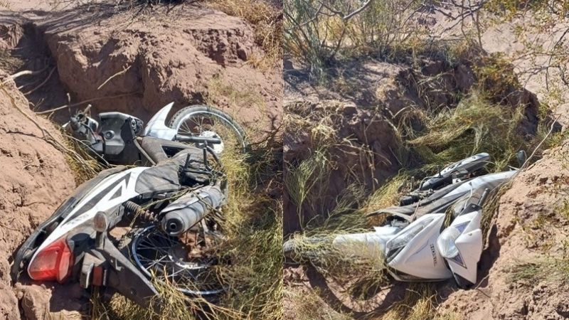 Encuentran una moto en un descampado