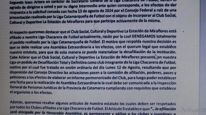 La Liga Chacarera negó pedido sobre La Estación