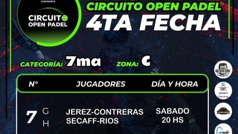 80 duplas en la 4ta. Fecha en Open Padel