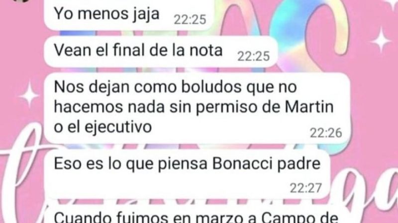 Antes que la echen del LLA, Arrieta “soltó” los chat