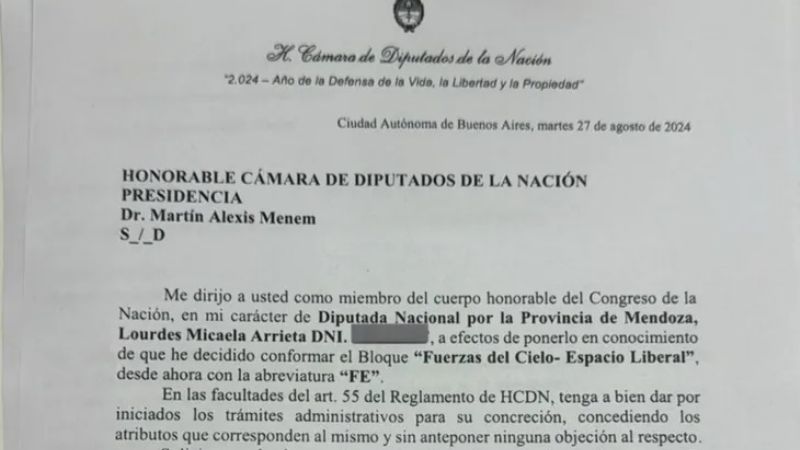 Arrieta se fue de LLA y armó un bloque sola