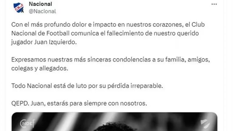 El fútbol de duelo por la muerte de Izquierdo