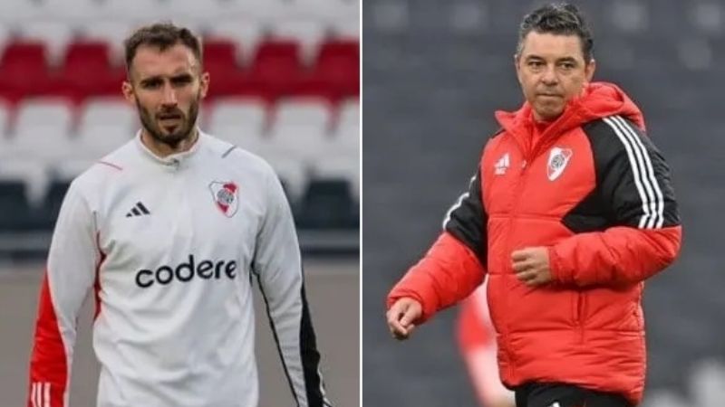 Primera práctica de Gallardo, con Pezzella a la par