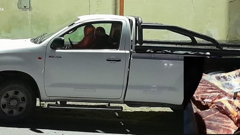 Llevaba 185 kilos de carne en la caja de la camioneta