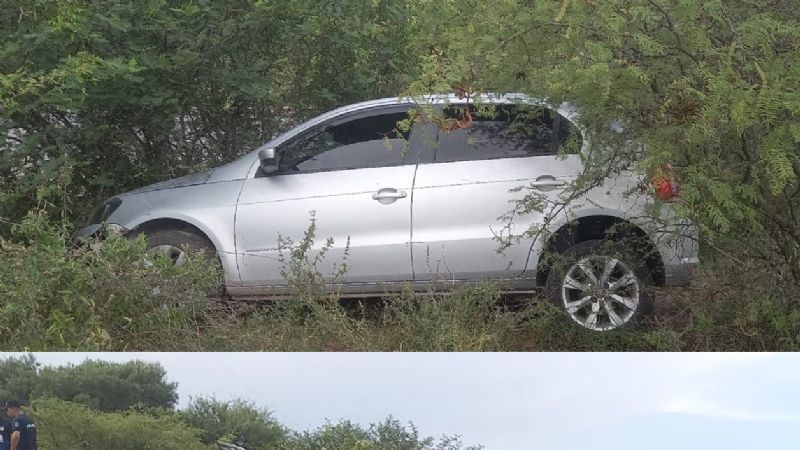 Perdió el control del auto y quedó entre los montes