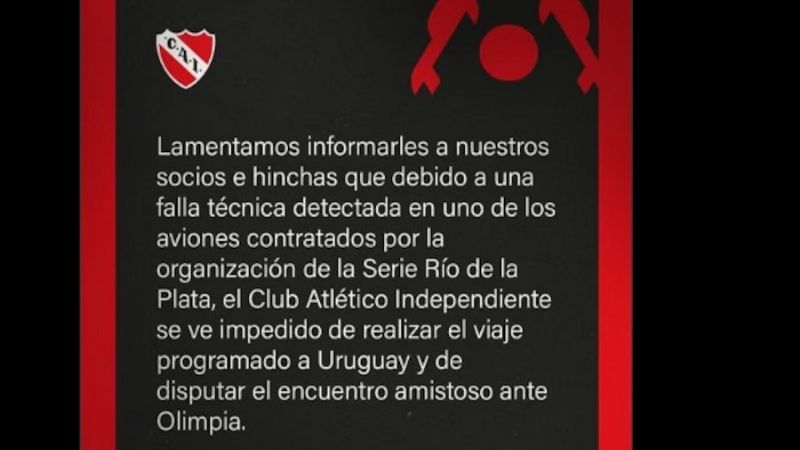Se suspendió Independiente con Olimpia