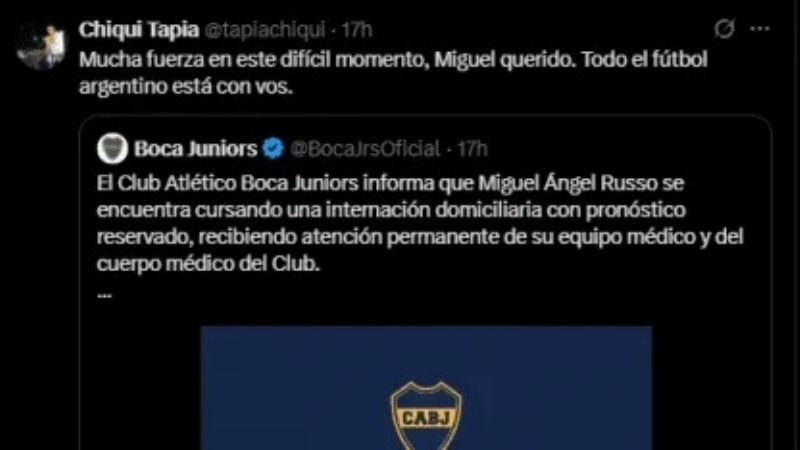 Apoyo del fútbol argentino a Russo