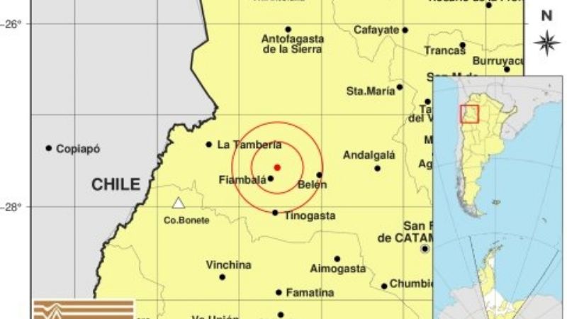 Se registró un sismo en la cordillera