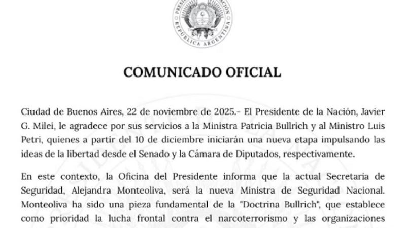 Monteoliva en Seguridad y el militar Presti en Defensa