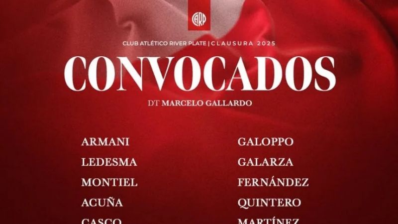 Con Montiel y sin Colidio, los convocados de River