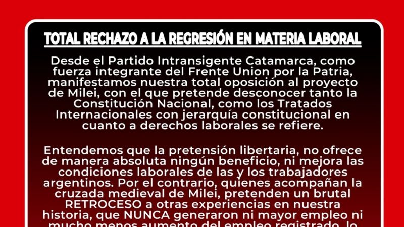 El PI rechaza la reforma laboral