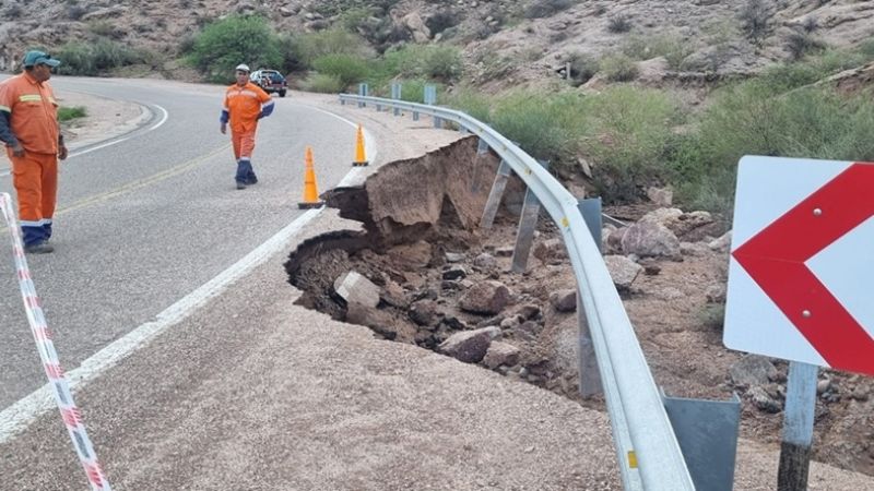 Acumulación en badenes y erosiones en borde de la Ruta 60