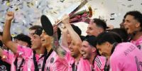 MESSI y sus compañeros festejando el primer titulo de Inter Miami en a MLS.