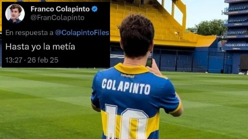 Palo de Colapinto a Cavani: “Hasta yo la metía”