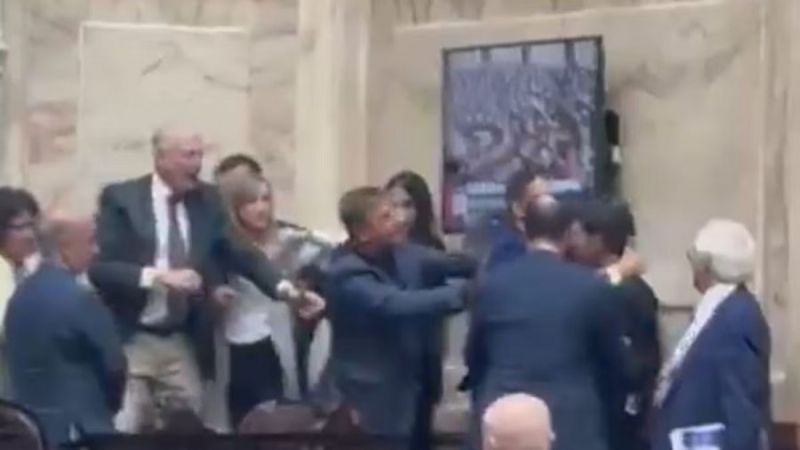 Escándalo en Diputados, con libertarios a las piñas