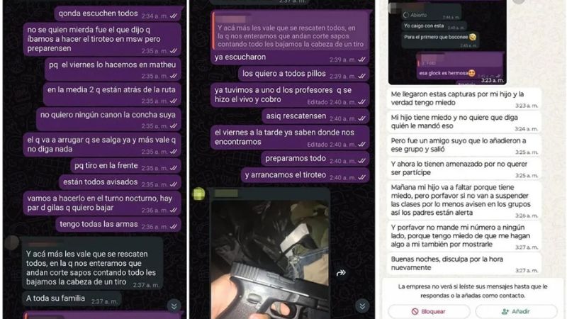 Alumnos de una escuela planearon un tiroteo por WhatsApp