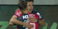 GONZALO MARONI celebra su gol junto a Ángelo Martino, en el segundo de Newell's sobre Defensa y Justicia.