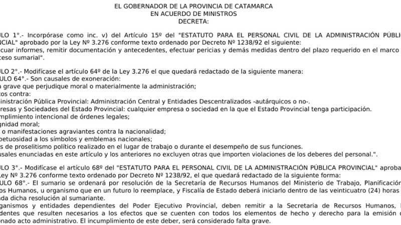 Malestar por otro decreto del Ejecutivo, que modifica el estatuto del empleado público