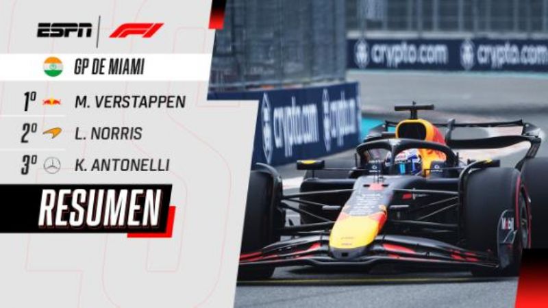 Vestappen larga adelante en el GP de Miami