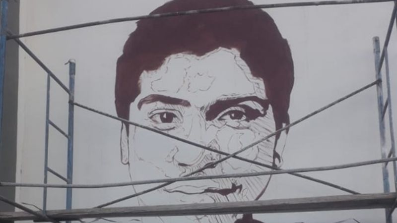 Pintan mural a gran escala en homenaje a Walter Olmos