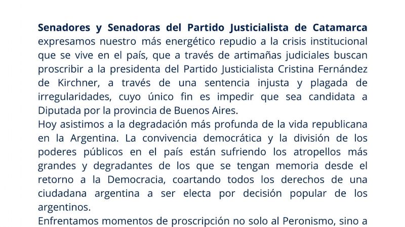 “Defendamos a Cristina, que la Patria está en peligro”