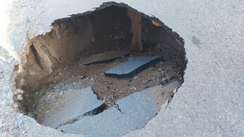 Se hundió parte de la ruta en la Quebrada de Belén