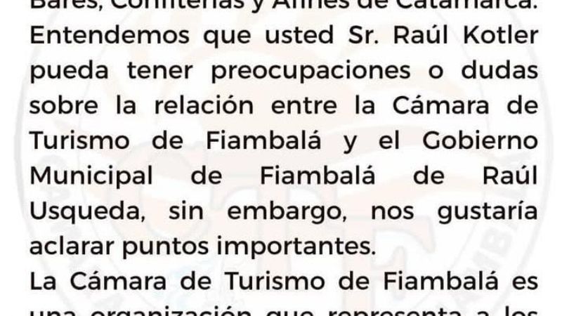 La Cámara de Turismo de Fiambalá respondió a Kotler y defendió su trabajo conjunto con el municipio