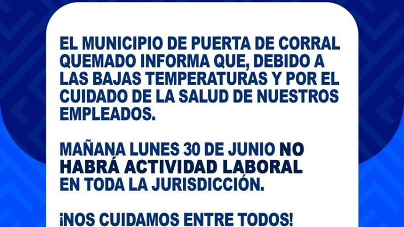 Municipios de Belén también dan asueto por el frío