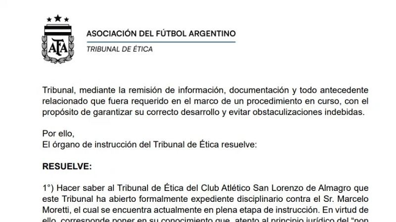 La AFA, al salvataje de Moretti, en San Lorenzo