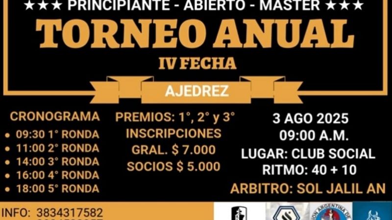 Se viene la 4ta. fecha del Torneo Anual de Ajedrez