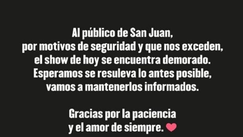 Amenaza de bomba en show de Lali en San Juan