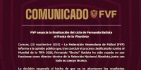 COMUNICADO de la Federación Venezolana de Fútbol, anunciando el cese de Batista y su cuerpo técnico.