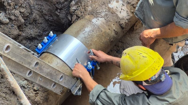 Finalizó la reparación de cañería en calle Junín