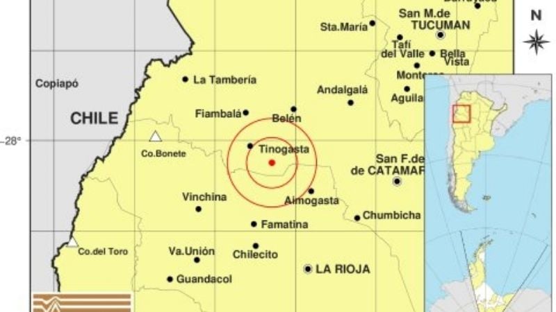 Se registró un sismo en Tinogasta