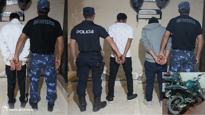 En diferentes procedimientos arrestan a tres sujetos y secuestran una motocicleta