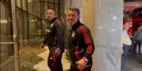 GALLARDO ingresando al hotel en San Pablo de cara a una nueva noche de Copa Libertadores.