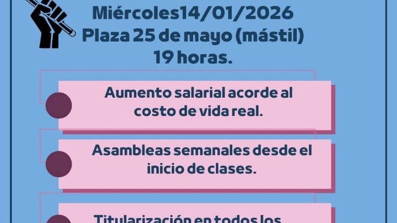 Docentes Autoconvocados convocan a una asamblea en Plaza 25 de Mayo