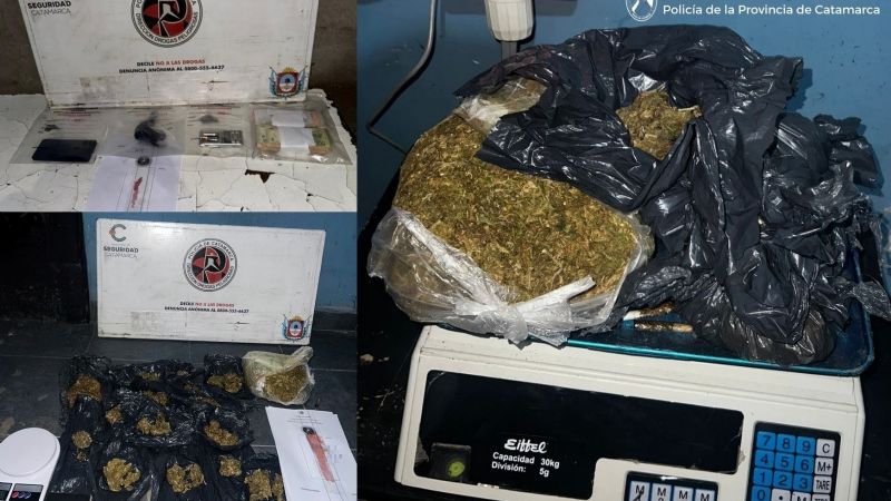 Incautaron más de un millón de pesos, detuvieron a tres personas y secuestraron Marihuana