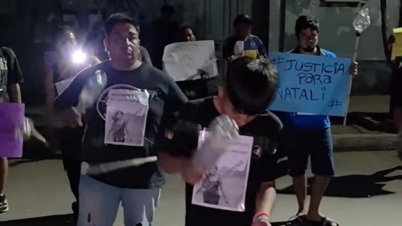 Protesta contra la liberación de la pareja de Melanie Delgado