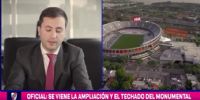 EL PRESIDENTE de River, Stefano Di Carlo, anunciando la ampliación del Monumental.