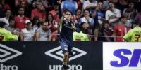 HERNÁN LÓPEZ MUÑOZ celebra su gol ante River, que sería el de la victoria para Argentinos Jrs.