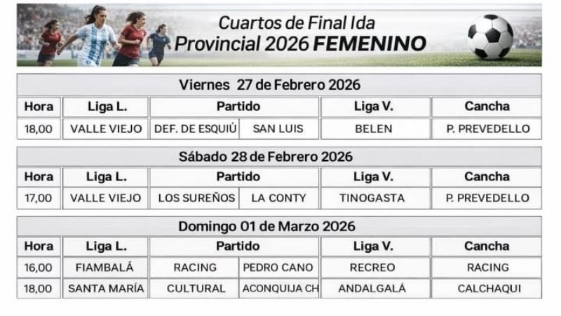Cuartos del Femenino con ternas arbitrales