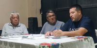 EL PRESIDENTE de la Liga Chacarera de Fútbo, CPN Lucas Cisternas, hablando en la última sesión del Consejo Directivo.