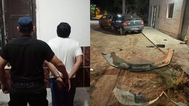 Alcoholizado, colisionó contra un poste de luz y un auto estacionado