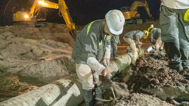 Finalizó la reparación de una de las cañerías de impulsión en el Río del Valle
