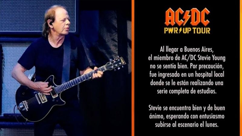 Internaron a Stevie Young, el guitarrista de AC/DC en Buenos Aires