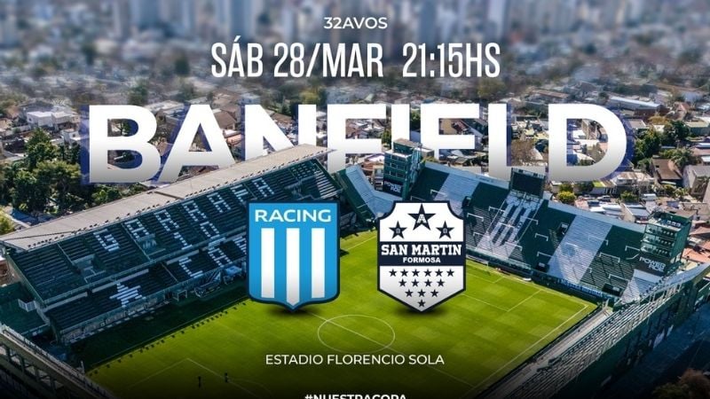 Racing-San Martín de Formosa, por la Copa Argentina
