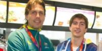 Jon Uriarte, junto a su hijo Nicolás en los Juegos Olímpicos de Londres 2012.